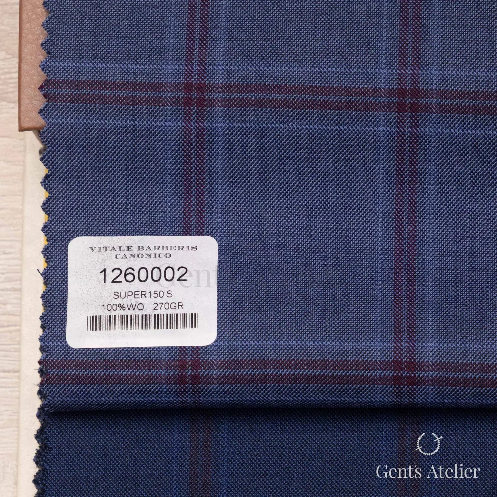 Образец ткани Vitale Barberis Canonico 1260002 с этикеткой, синий