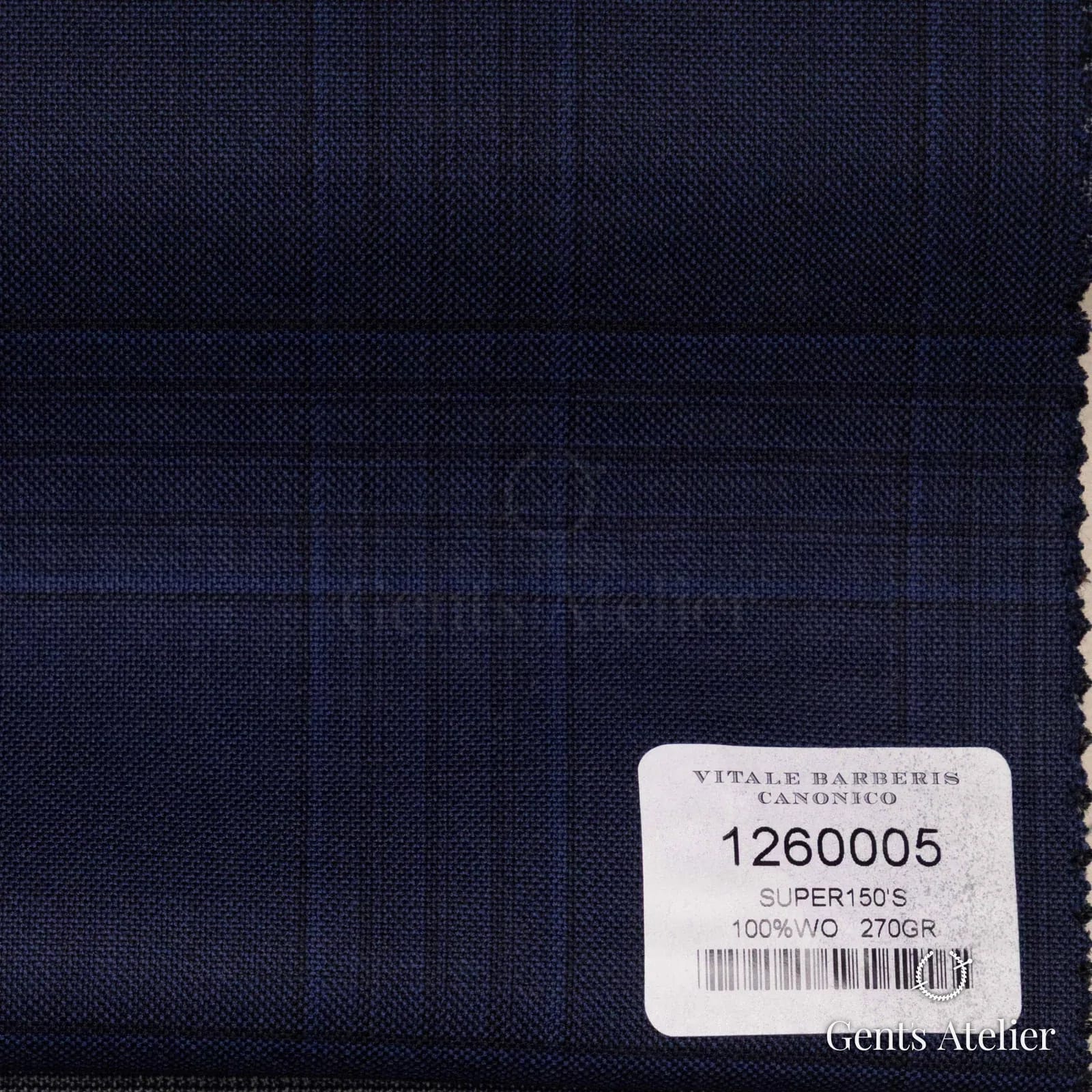 Образец ткани Vitale Barberis Canonico 1260005 с этикеткой, синий