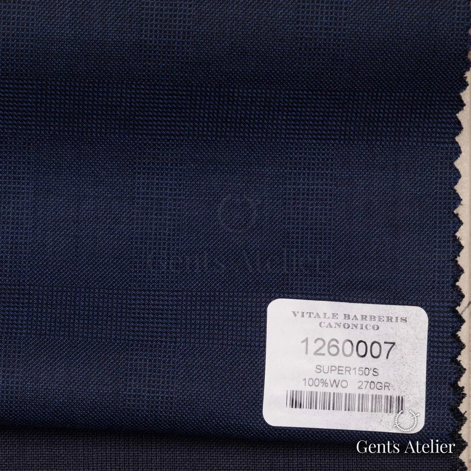 Образец ткани Vitale Barberis Canonico 1260007 с этикеткой, синий