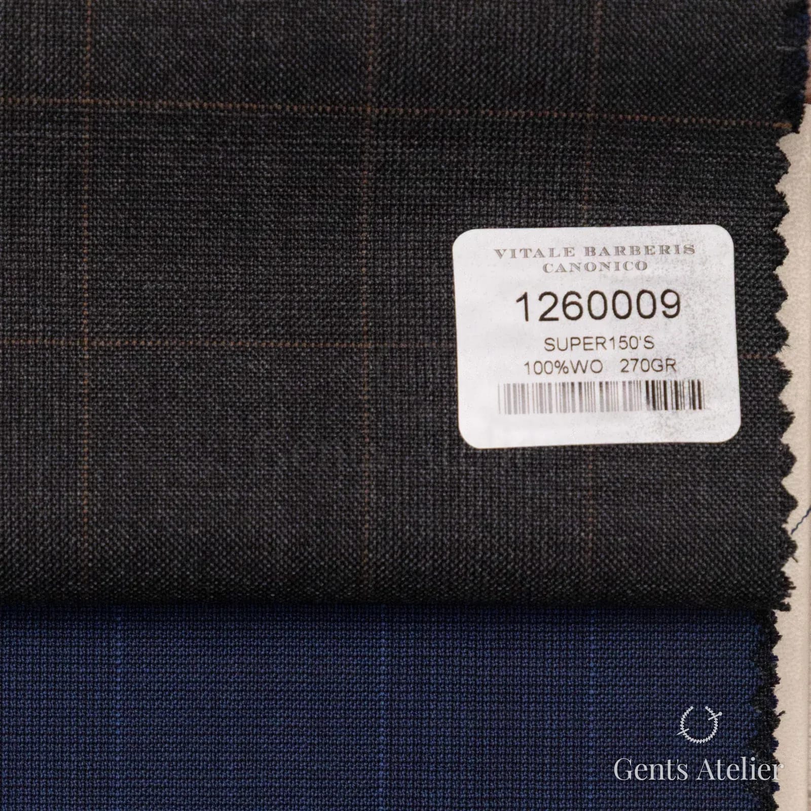 Образец ткани Vitale Barberis Canonico 1260009 с этикеткой, тёмно-коричневый