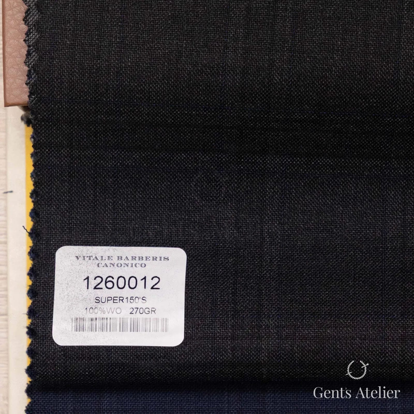 Образец ткани Vitale Barberis Canonico 1260012 с этикеткой, чёрный