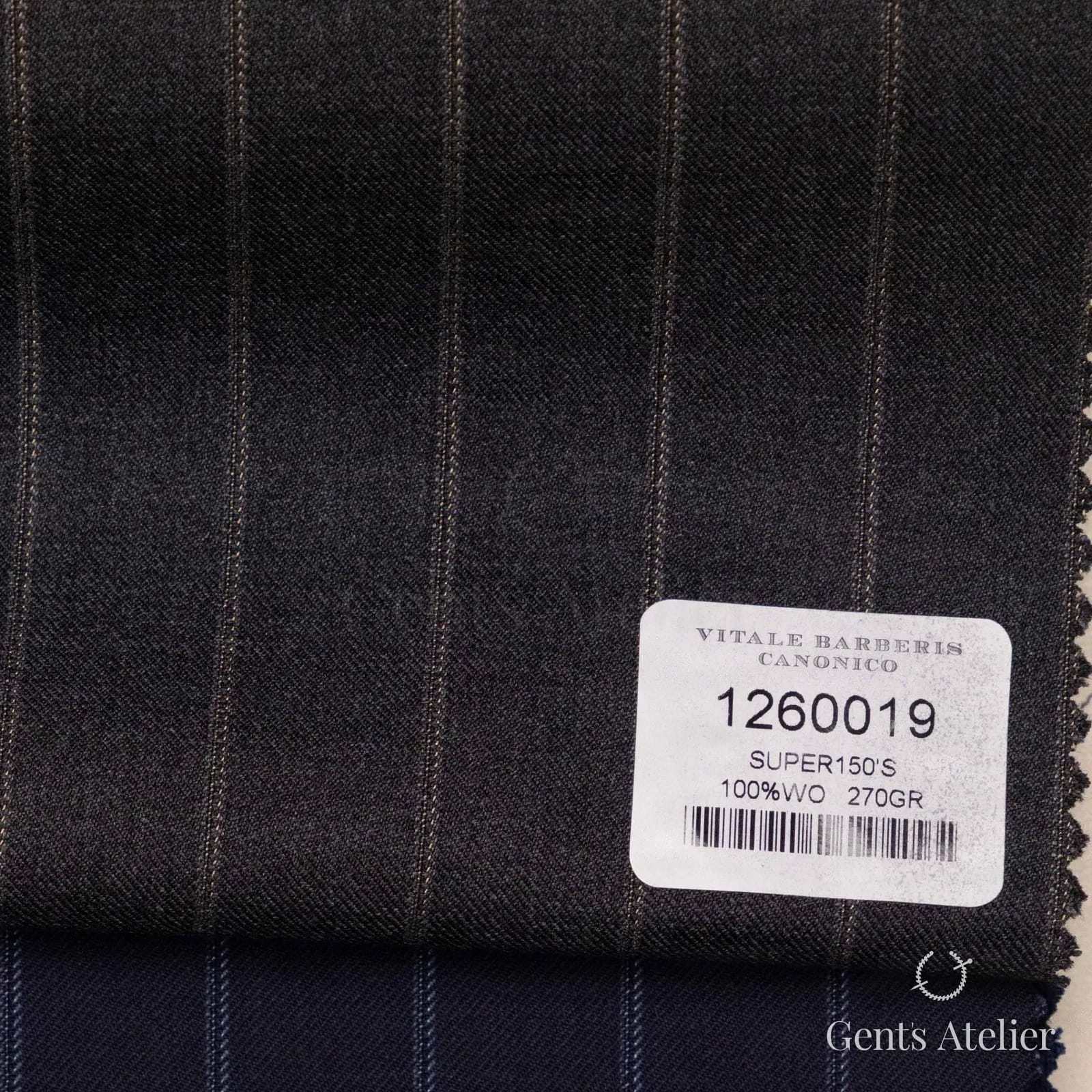 Образец ткани Vitale Barberis Canonico 1260019 с этикеткой, тёмно-серый