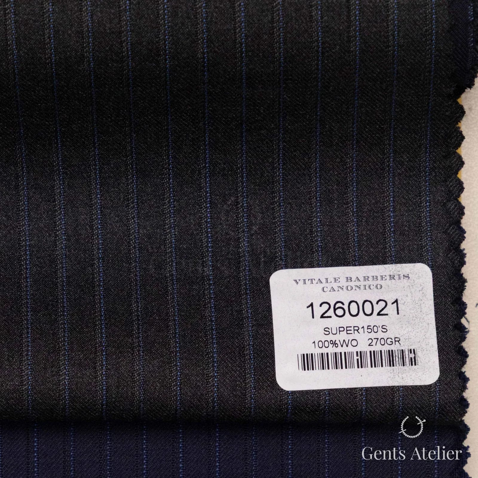 Образец ткани Vitale Barberis Canonico 1260021 с этикеткой, тёмно-серый