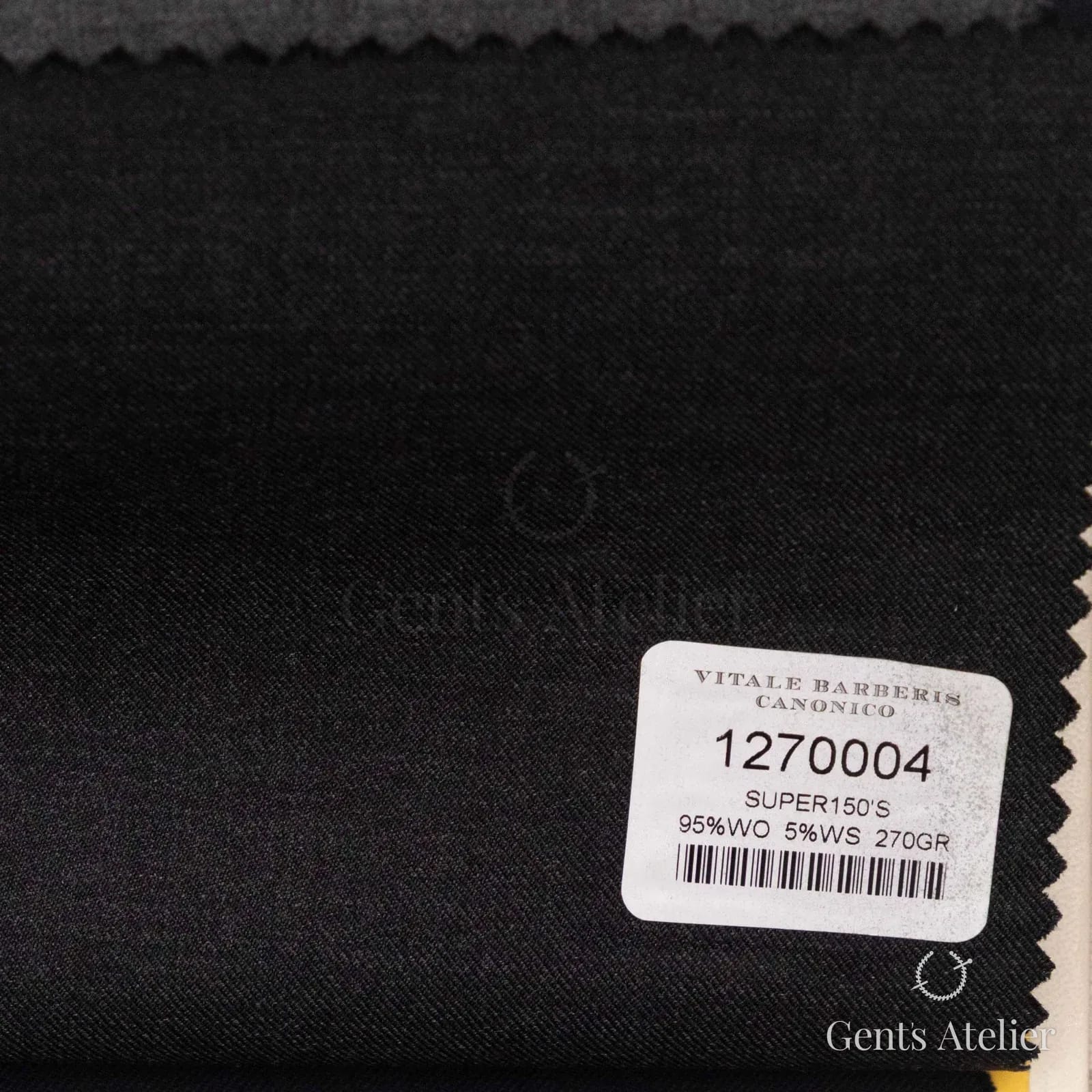 Образец ткани Vitale Barberis Canonico 1270004 с этикеткой, тёмно-серый