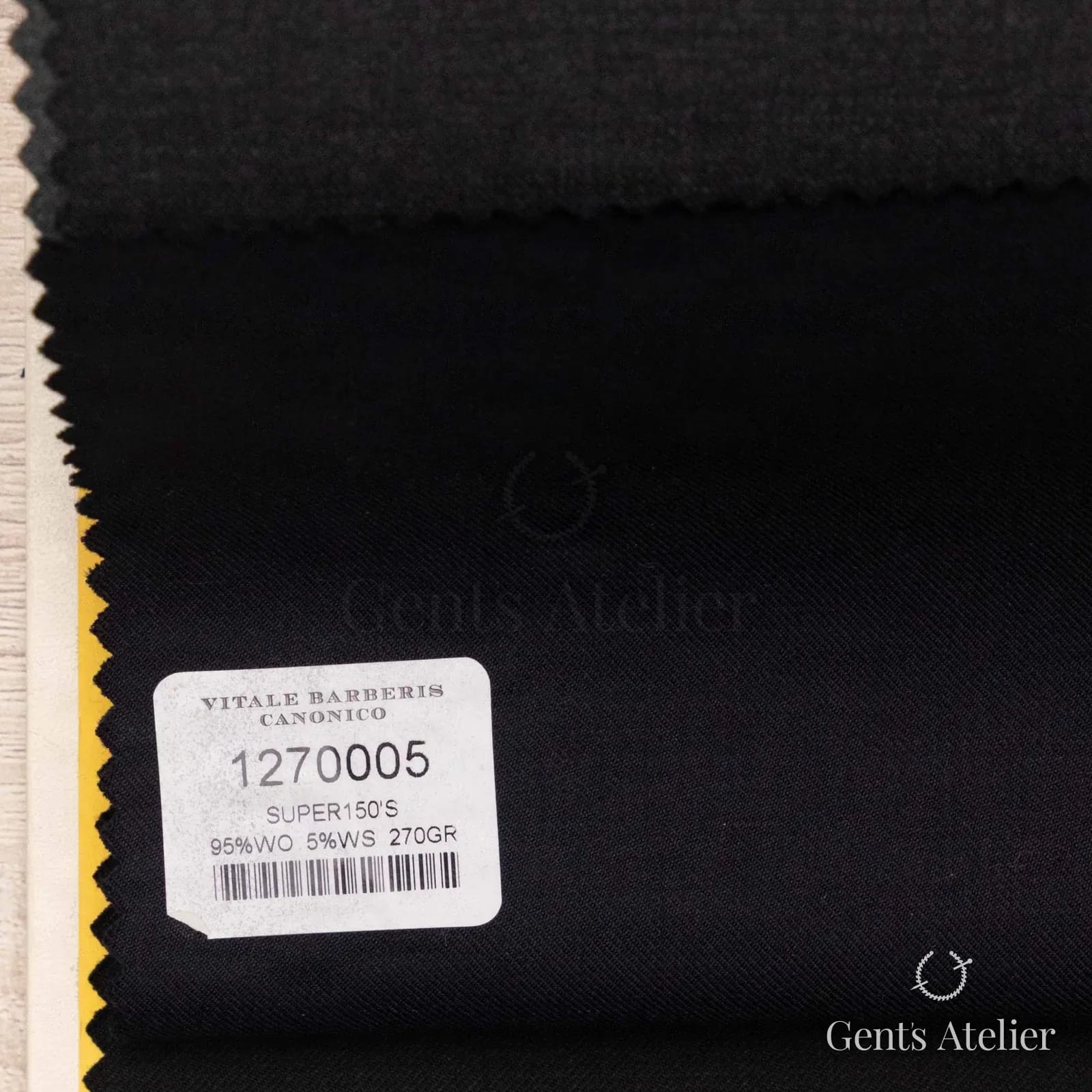 Образец ткани Vitale Barberis Canonico 1270005 с этикеткой, чёрный