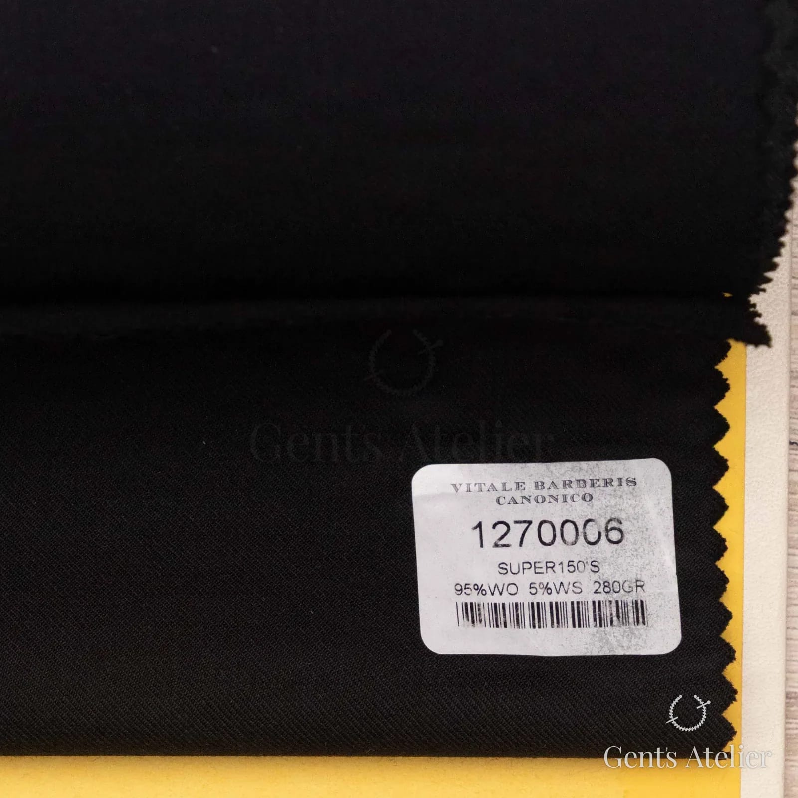 Образец ткани Vitale Barberis Canonico 1270006 с этикеткой, чёрный