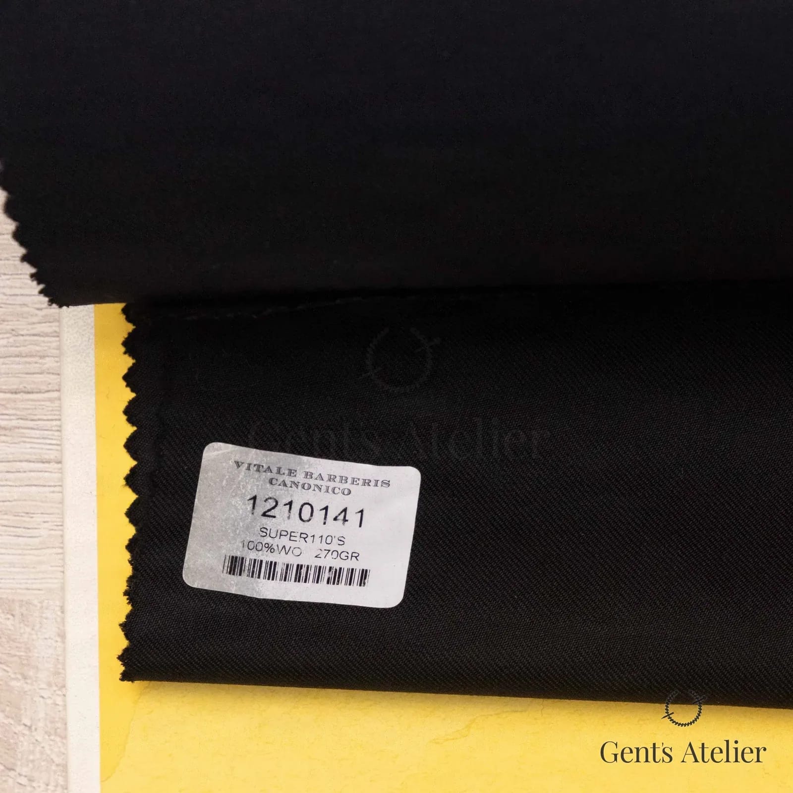 Образец ткани Vitale Barberis Canonico 1210141 с этикеткой, чёрный