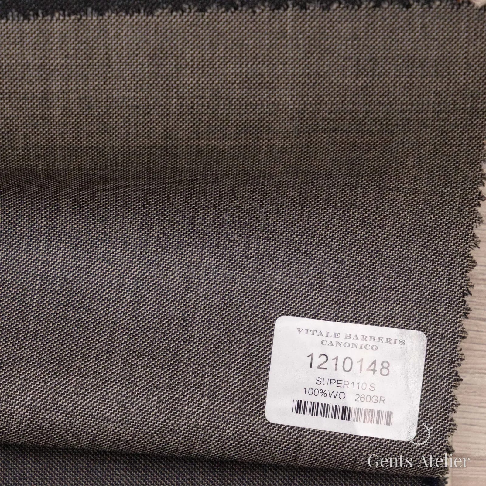 Образец ткани Vitale Barberis Canonico 1210148 с этикеткой, тёмно-серый