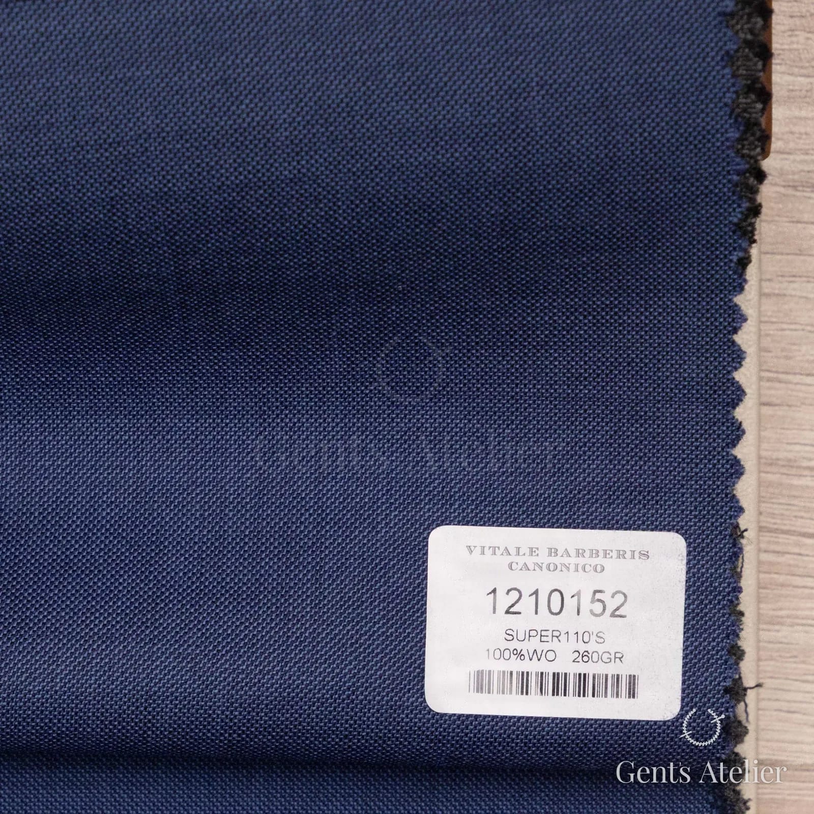 Образец ткани Vitale Barberis Canonico 1210152 с этикеткой, тёмно-синий
