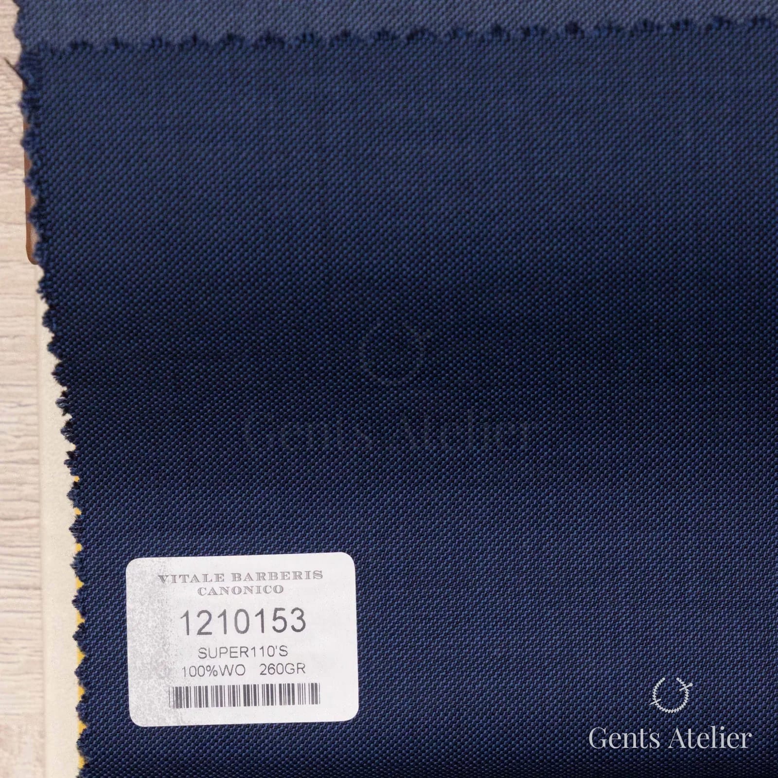 Образец ткани Vitale Barberis Canonico 1210153 с этикеткой, тёмно-синий