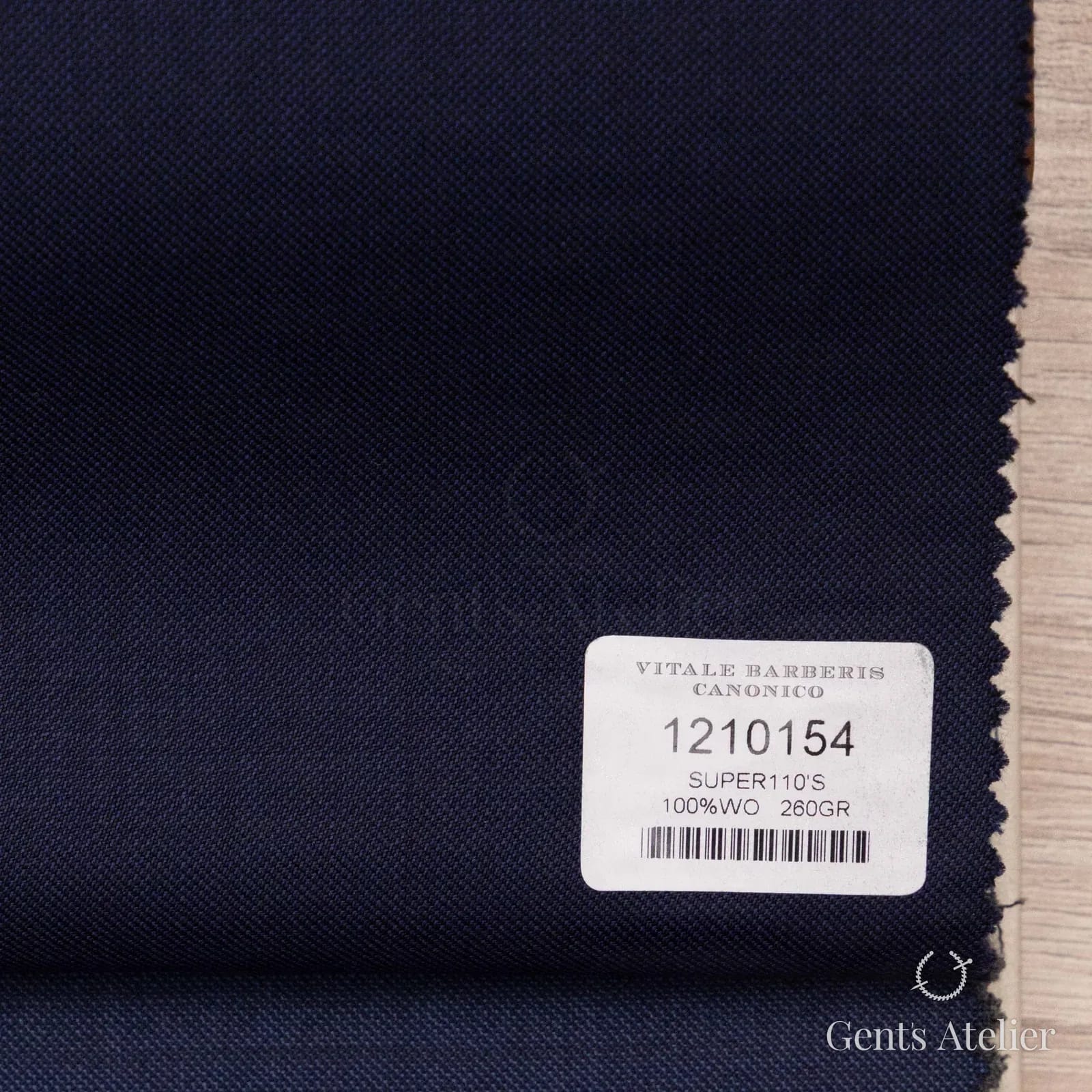 Образец ткани Vitale Barberis Canonico 1210154 с этикеткой, тёмно-синий