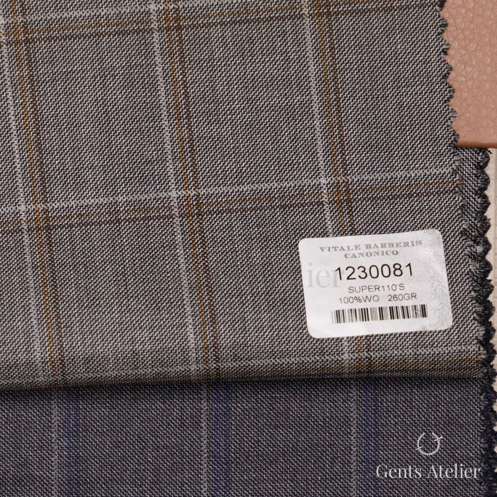 Образец ткани Vitale Barberis Canonico 1230081 с этикеткой, серый