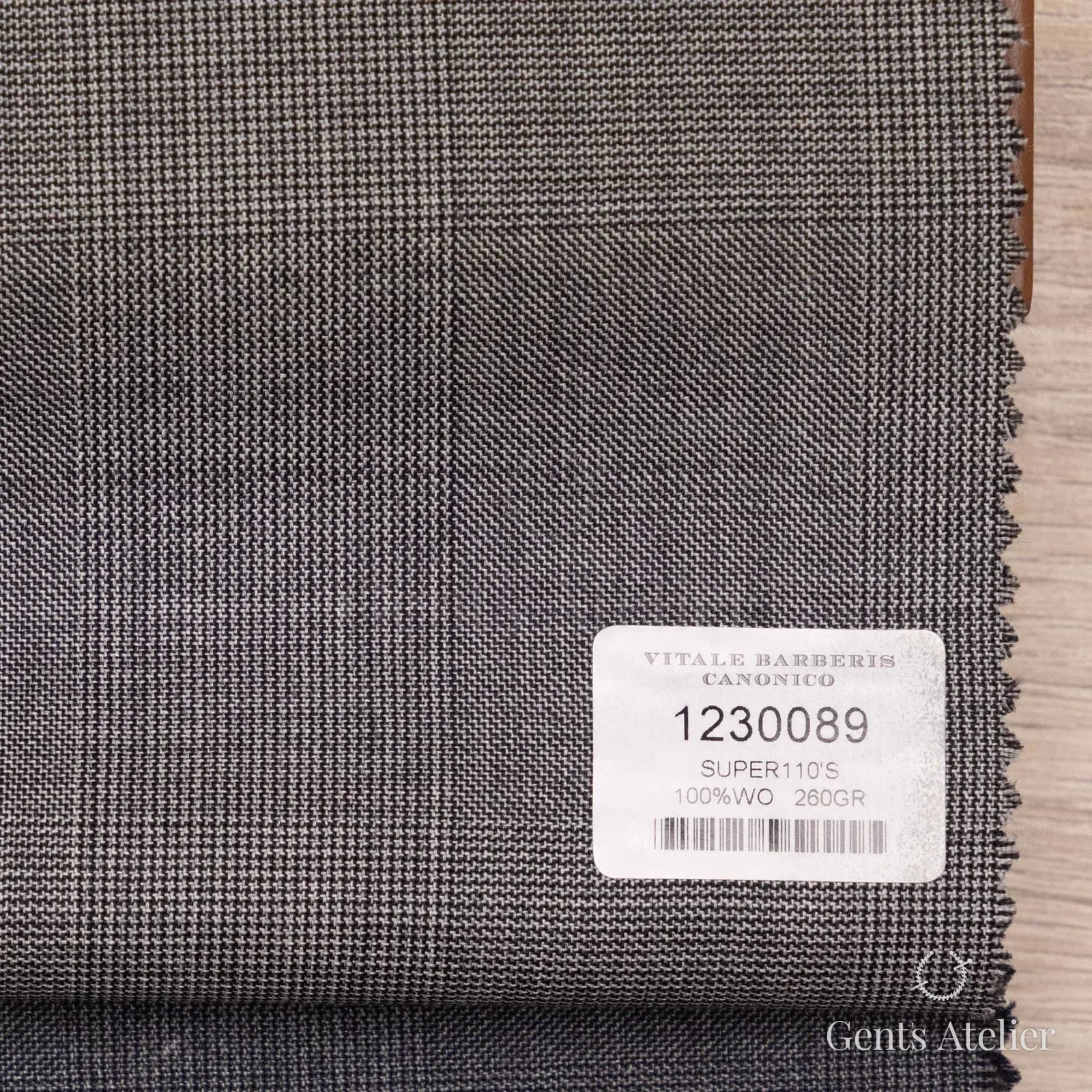 Образец ткани Vitale Barberis Canonico 1230089 с этикеткой, серый
