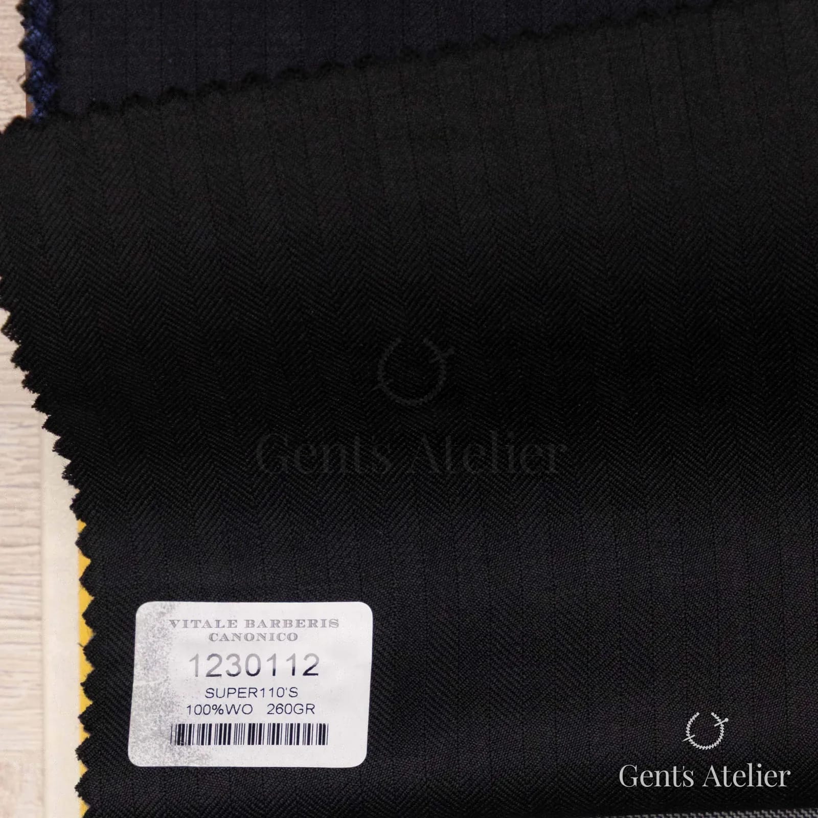 Образец ткани Vitale Barberis Canonico 1230112 с этикеткой, чёрный