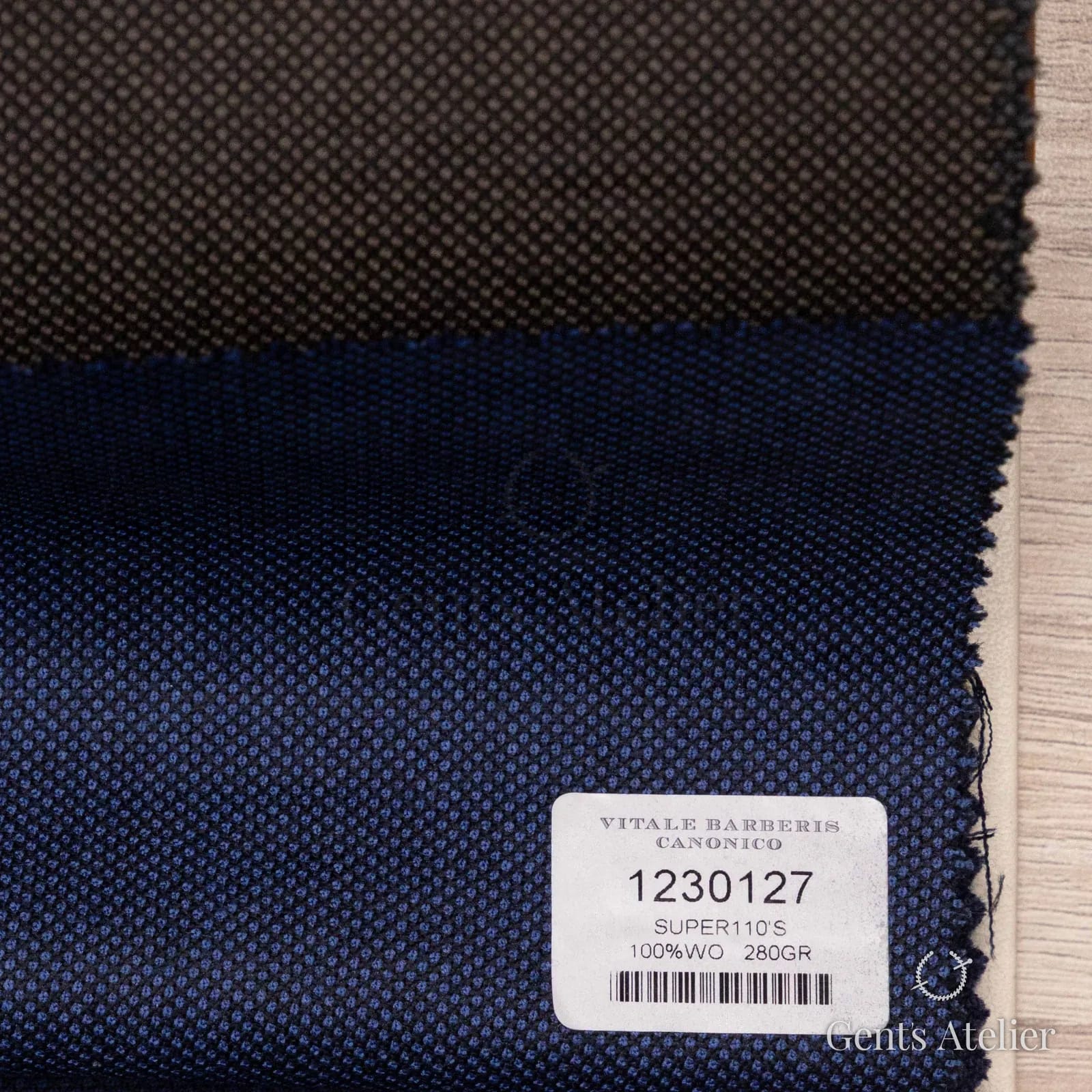 Образец ткани Vitale Barberis Canonico 1230127 с этикеткой, синий