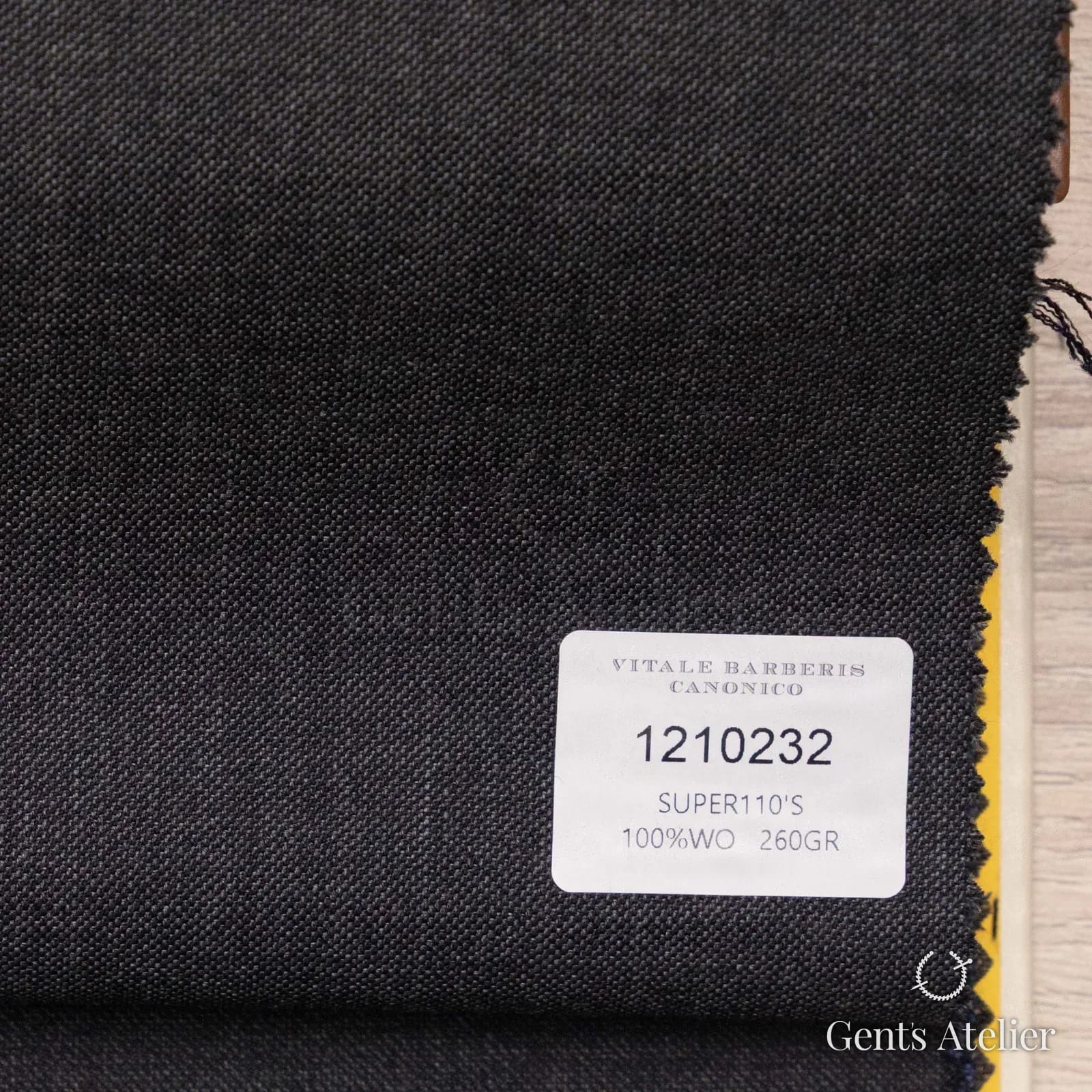 Образец ткани Vitale Barberis Canonico 1210232 с этикеткой, тёмно-серый