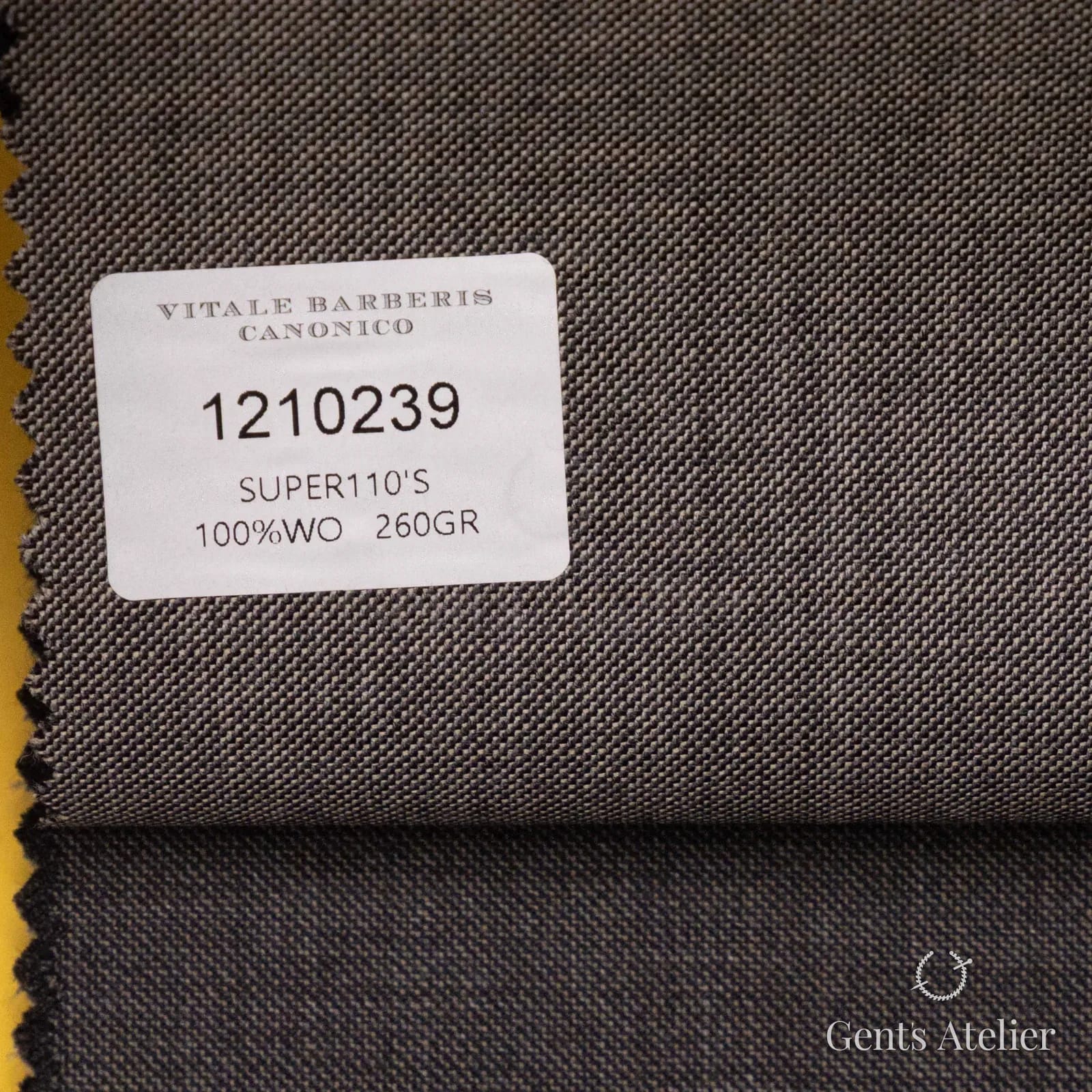 Образец ткани Vitale Barberis Canonico 1210239 с этикеткой, серо-бежевый