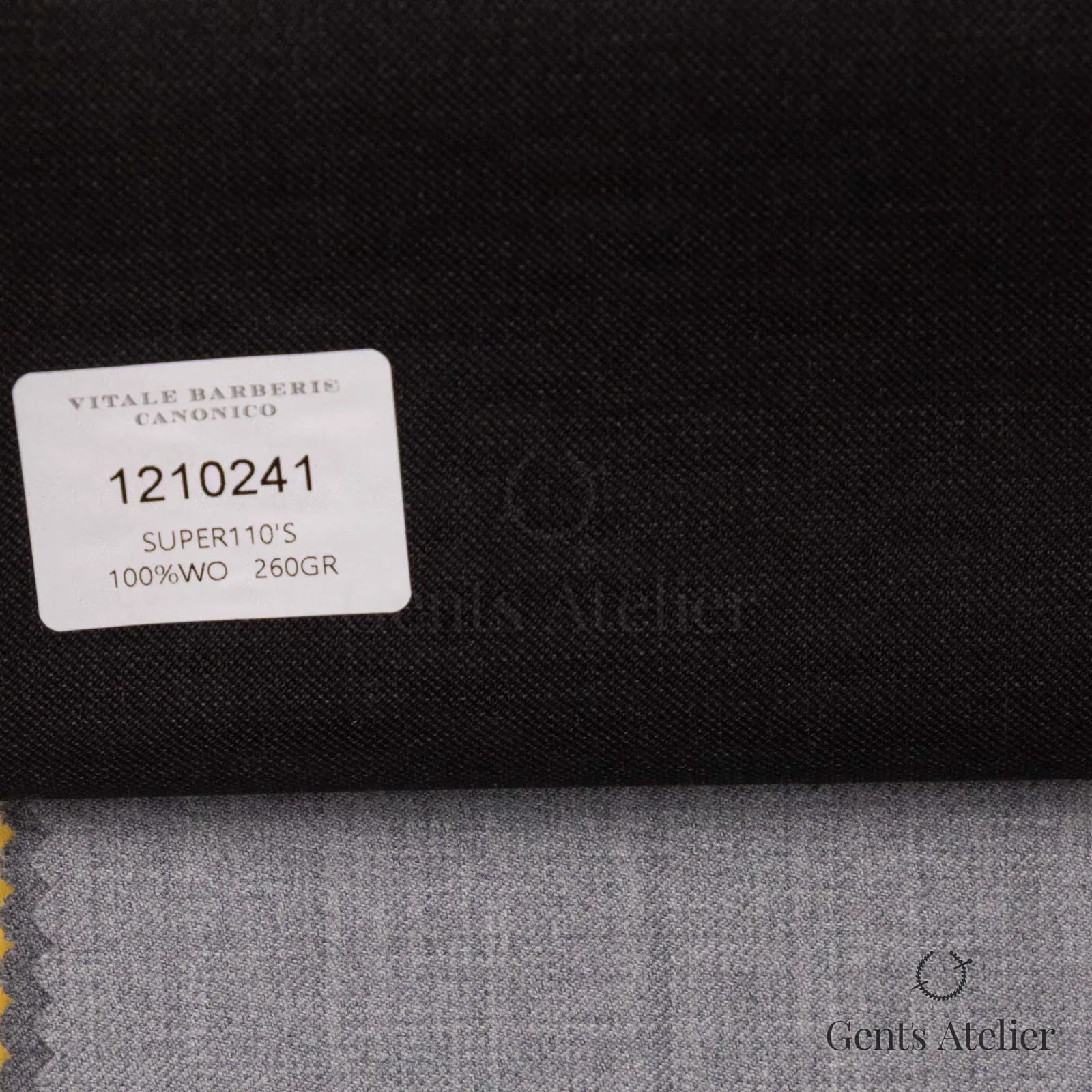 Образец ткани Vitale Barberis Canonico 1210241 с этикеткой, чёрный