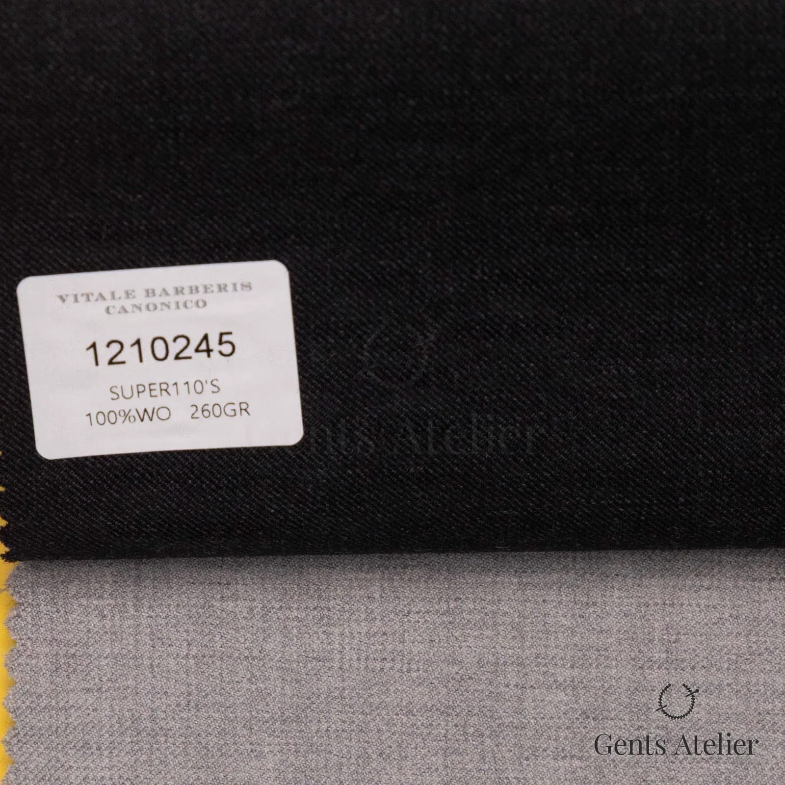 Образец ткани Vitale Barberis Canonico 1210245 с этикеткой, очень тёмно-серый