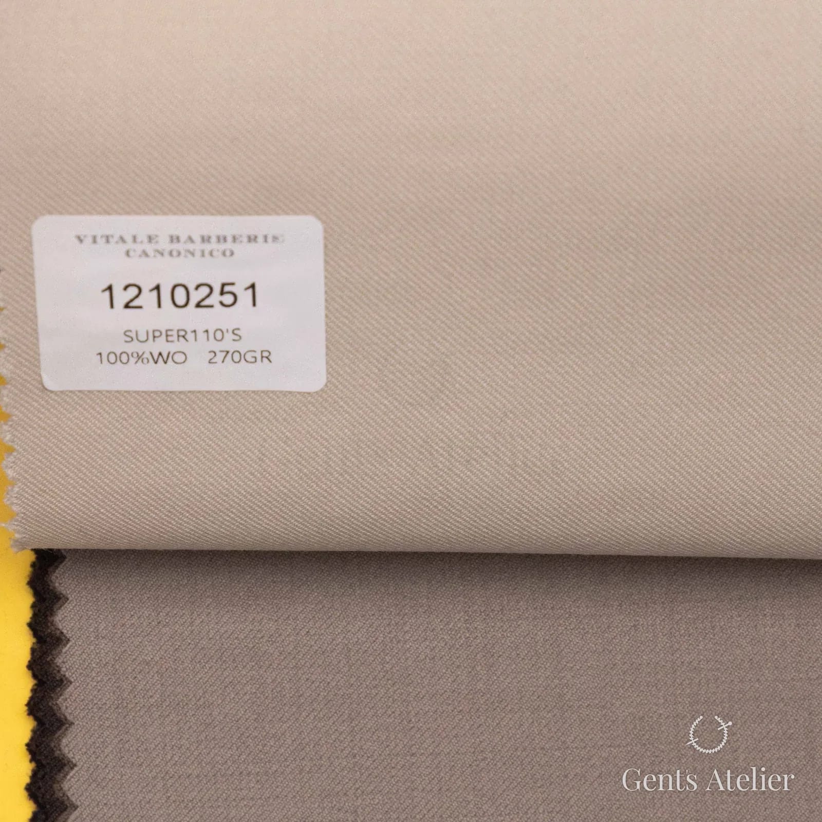 Образец ткани Vitale Barberis Canonico 1210251 с этикеткой, светло-бежевый