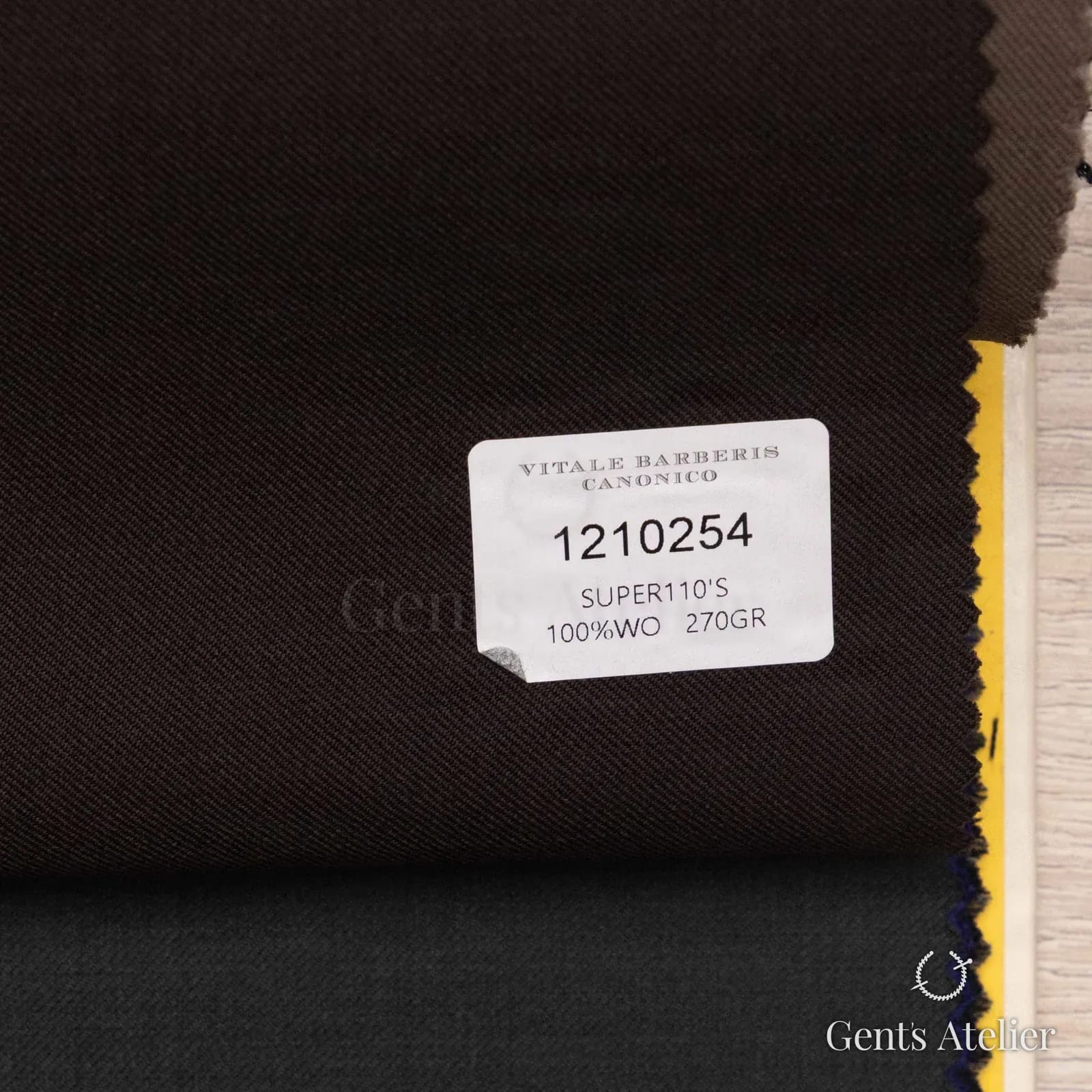Образец ткани Vitale Barberis Canonico 1210254 с этикеткой, тёмно-коричневый