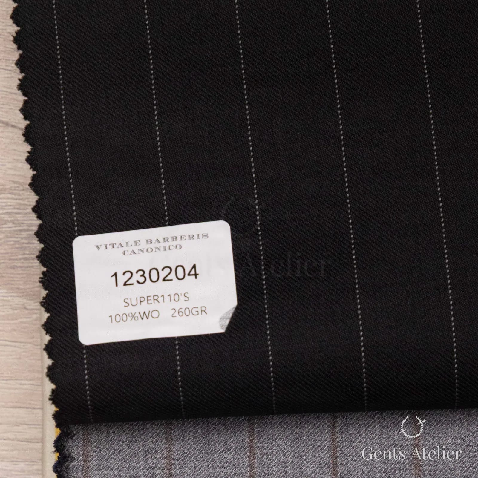 Образец ткани Vitale Barberis Canonico 1230204 с этикеткой, чёрный