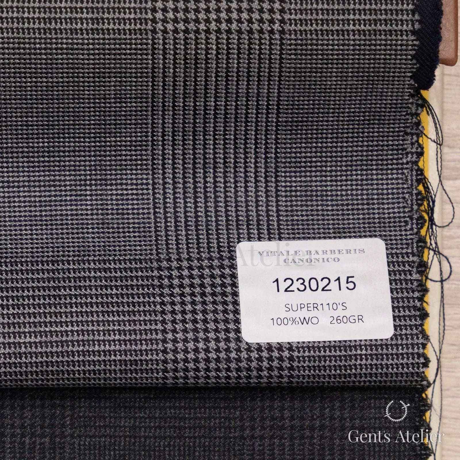 Образец ткани Vitale Barberis Canonico 1230215 с этикеткой, тёмно-серый