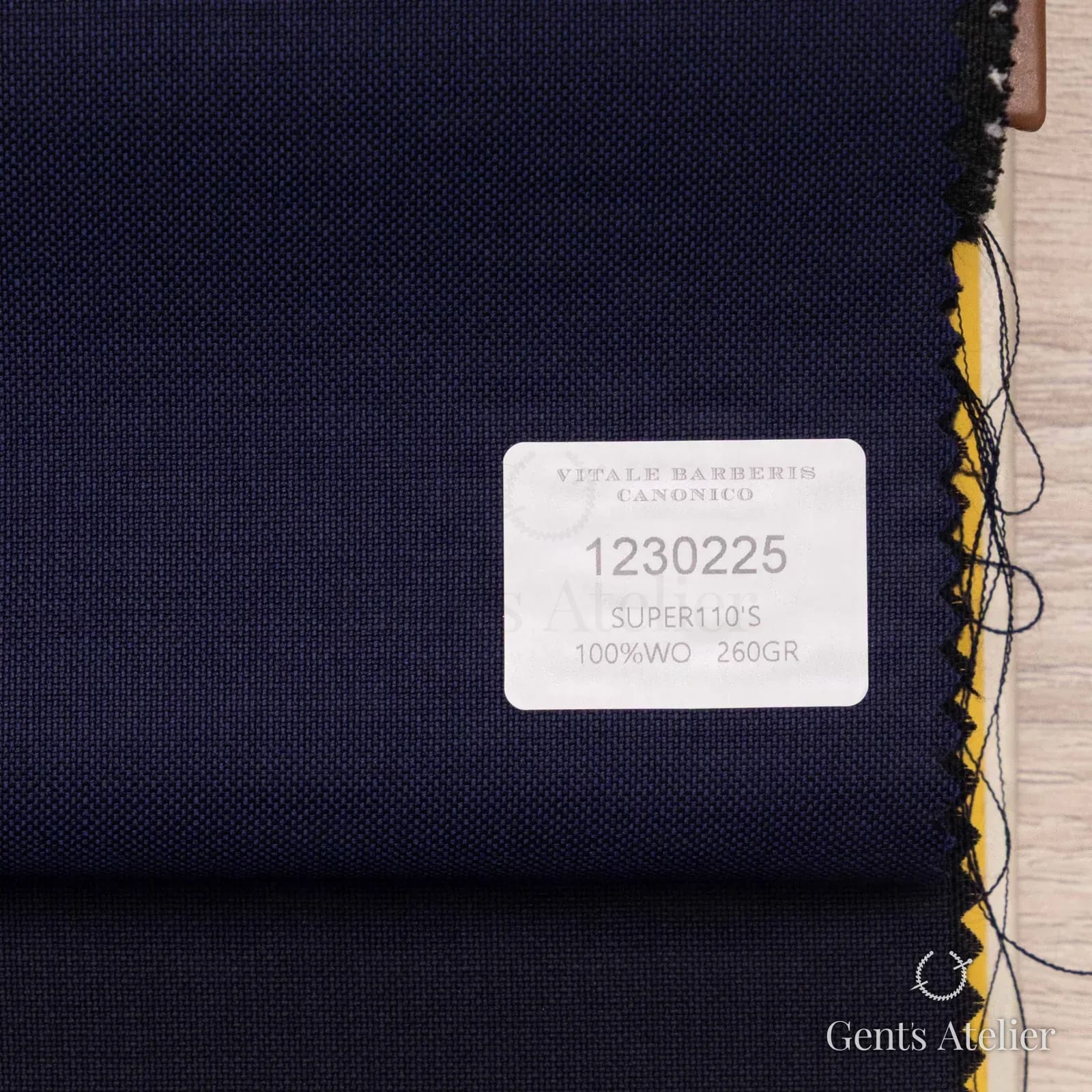 Образец ткани Vitale Barberis Canonico 1230225 с этикеткой, тёмно-синий