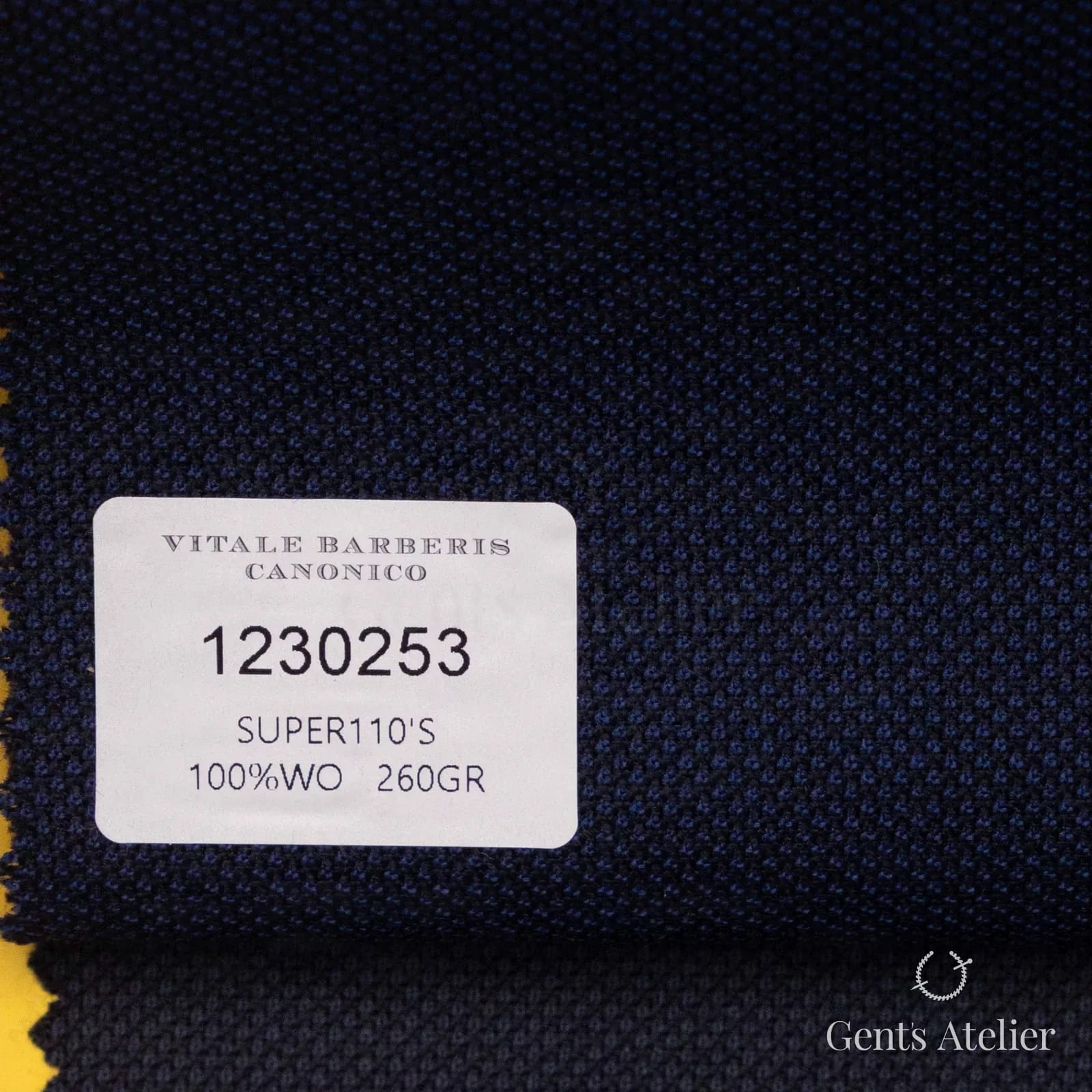 Образец ткани Vitale Barberis Canonico 1230253 с этикеткой, насыщенно-синий