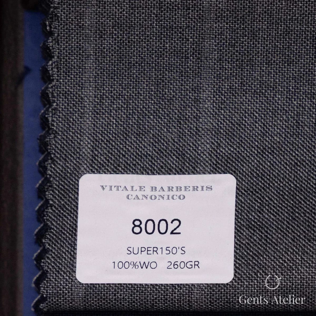 Образец ткани Vitale Barberis Canonico 8002 с этикеткой, тёмно-серый