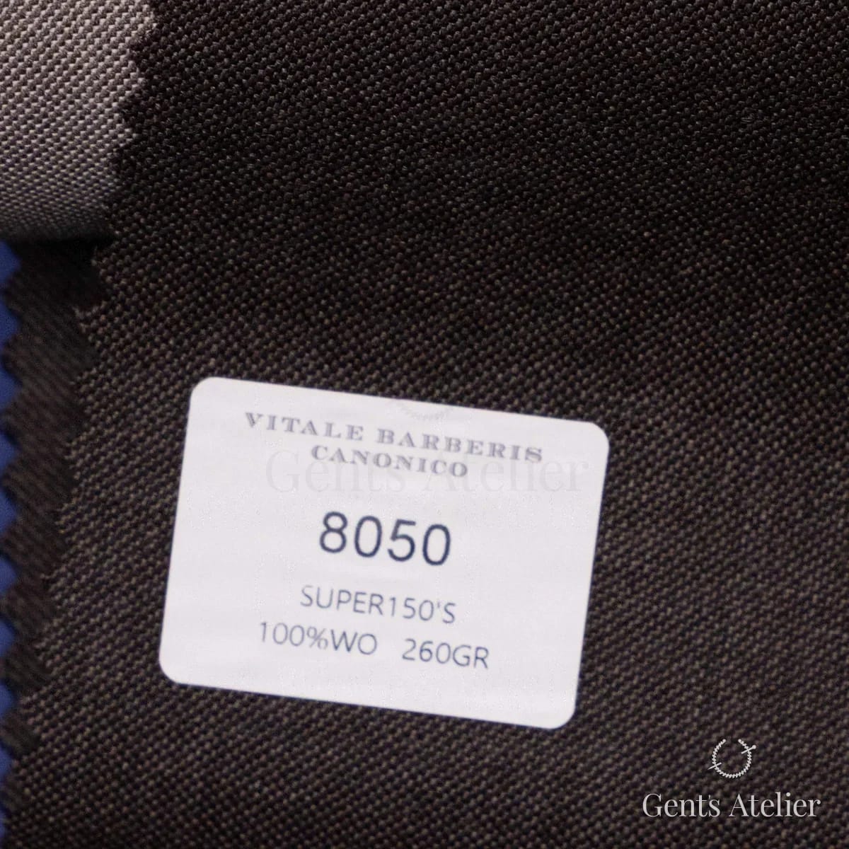Образец ткани Vitale Barberis Canonico 8050 с этикеткой, тёмно-коричневый