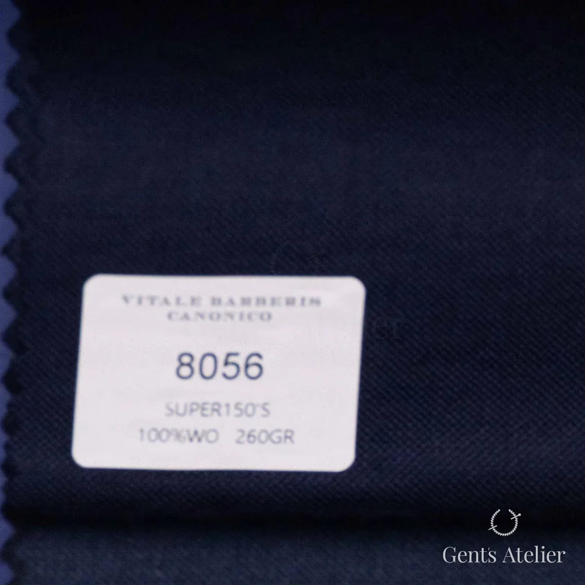 Образец ткани Vitale Barberis Canonico 8056 с этикеткой, тёмно-синий