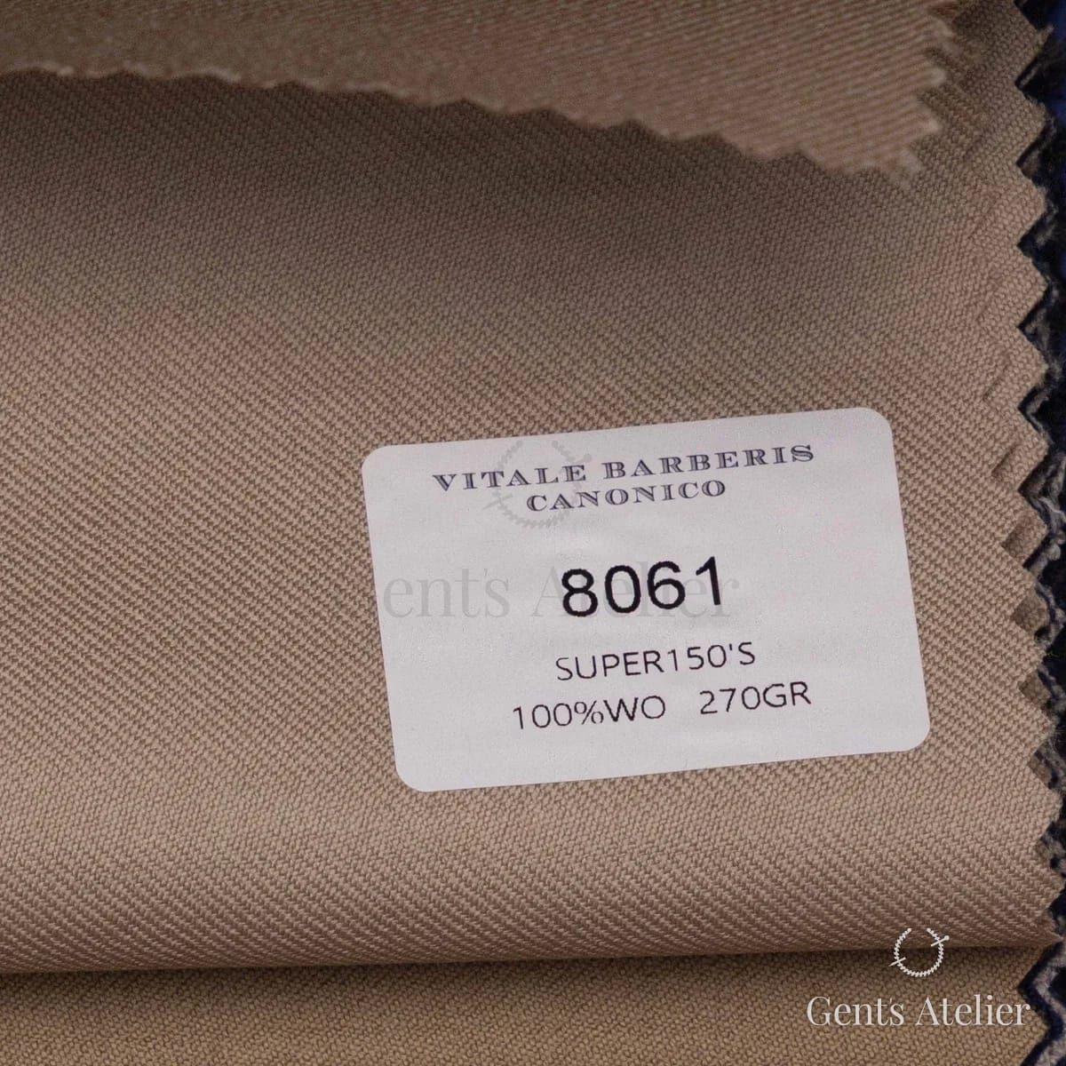 Образец ткани Vitale Barberis Canonico 8061 с этикеткой, светло-бежевый