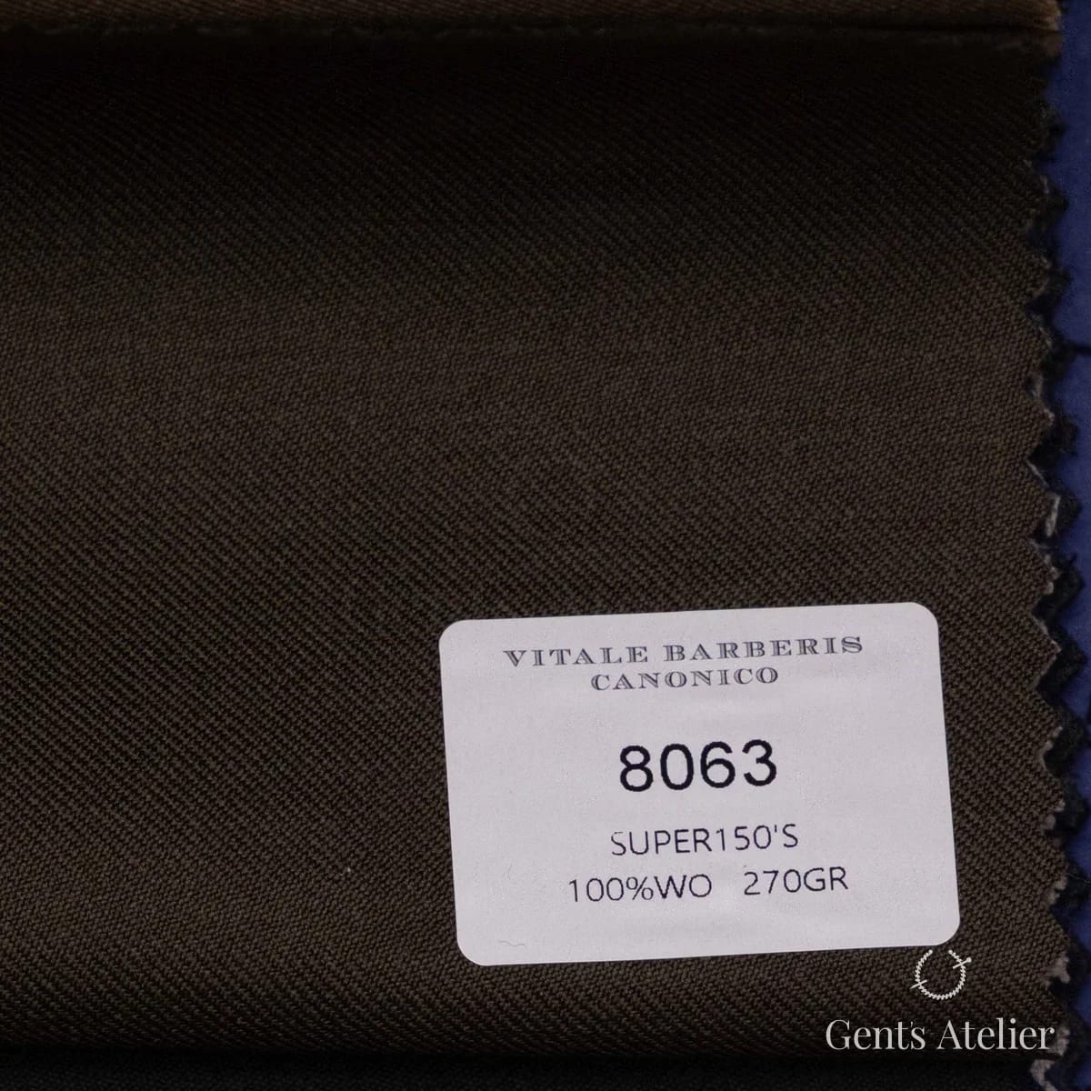 Образец ткани Vitale Barberis Canonico 8063 с этикеткой, тёмно-коричневый