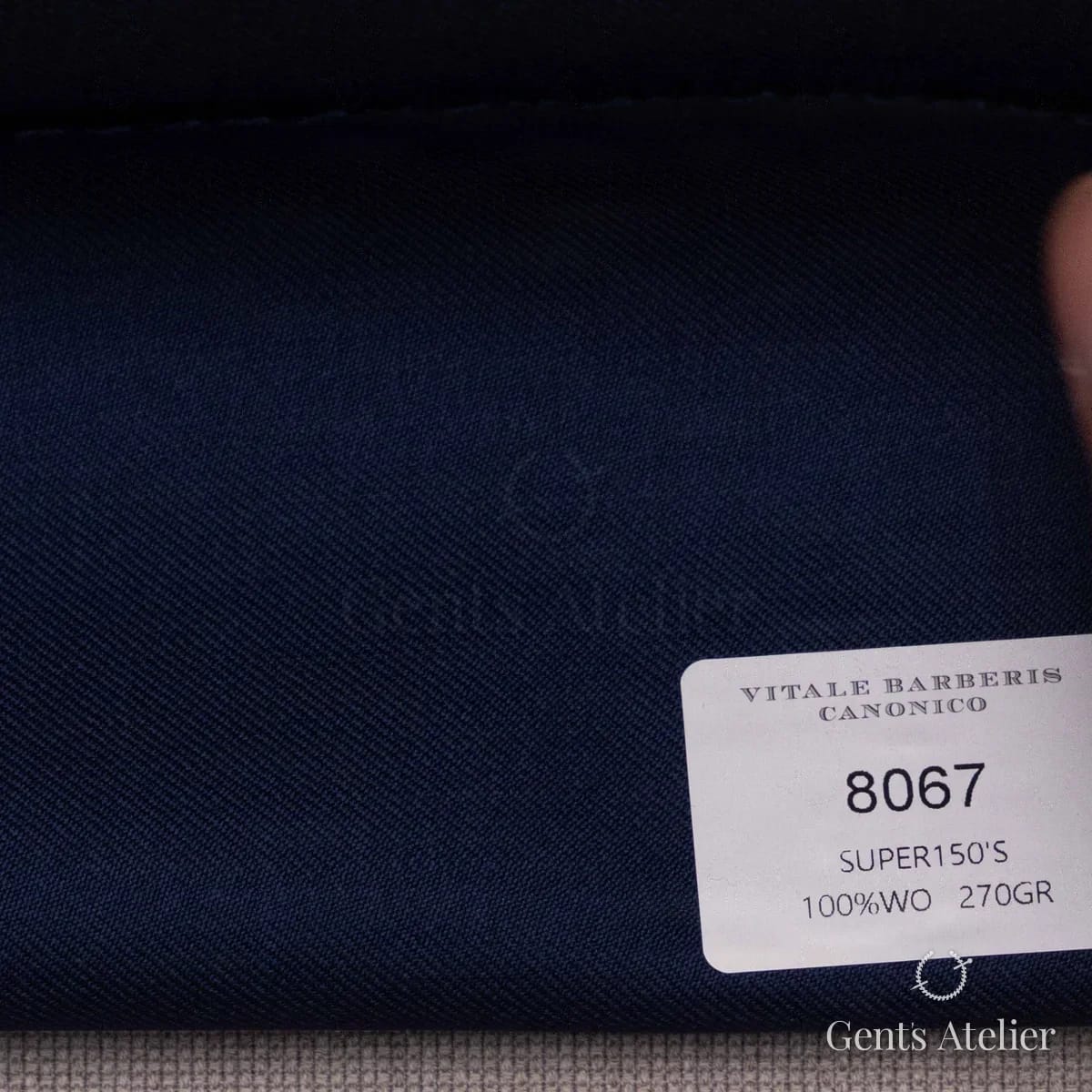 Образец ткани Vitale Barberis Canonico 8067 с этикеткой, синий