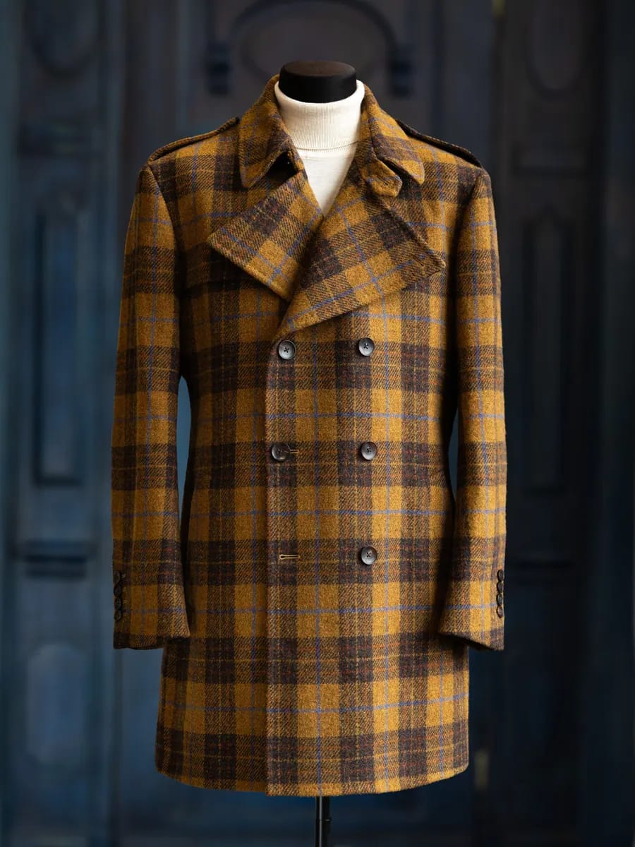 Двубортное пальто из твида Harris Tweed - Детали