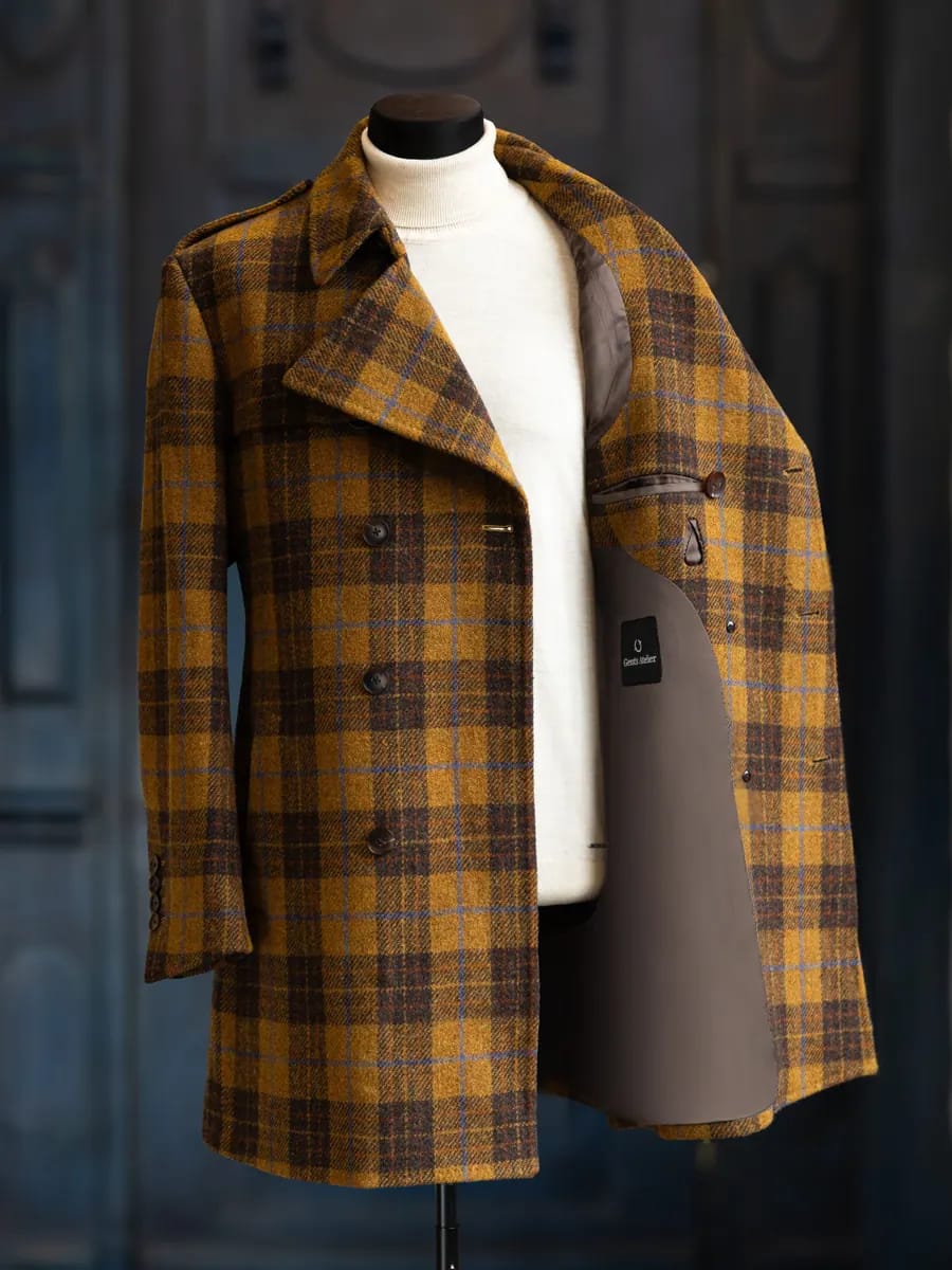 Двубортное пальто из твида Harris Tweed - Текстура