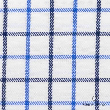 Сорочка из James Fabric 56222 006 — белый в синюю клетку (виндоупейн) на диагональной фактуре саржи, 100% Хлопок