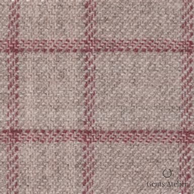 Костюмная ткань Marzoni 651 - 675 / 1200 — Бежевый / Бордовый, оконная клетка, 90% шерсть, 10% кашемир