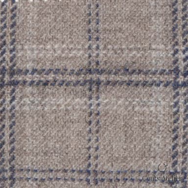 Костюмная ткань Marzoni 651 - 688 / 1500 — Бежевый / Синий, оконная клетка, 90% шерсть, 10% кашемир