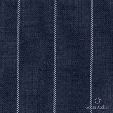 Костюмная ткань Marzoni 723 - 003 / 1200 — Тёмно-синий / Белый, полоса, 100% шерсть