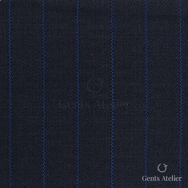 Костюмная ткань Marzoni 723 - 010 / 1200 — Тёмно-синий / Синий, полоса, 100% шерсть