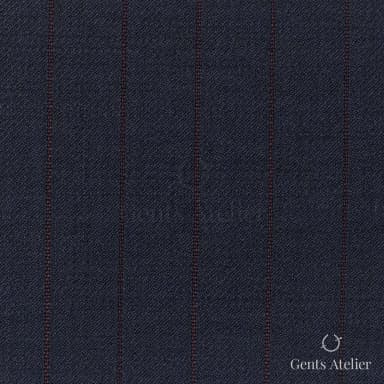 Костюмная ткань Marzoni 723 - 012 / 1200 — Тёмно-синий / Красный, полоса, 100% шерсть