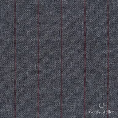 Костюмная ткань Marzoni 723 - 013 / 1200 — Серый / Красный, полоса, 100% шерсть