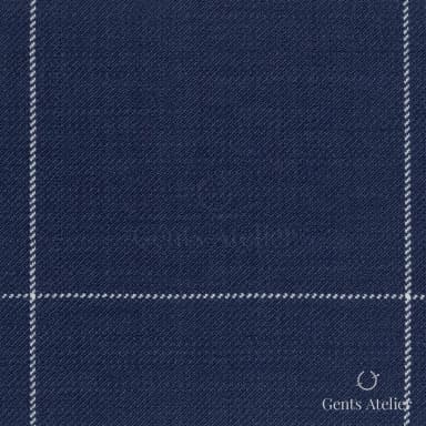 Костюмная ткань Marzoni 723 - 014 / 1200 — Синий / Белый, оконная клетка, 100% шерсть
