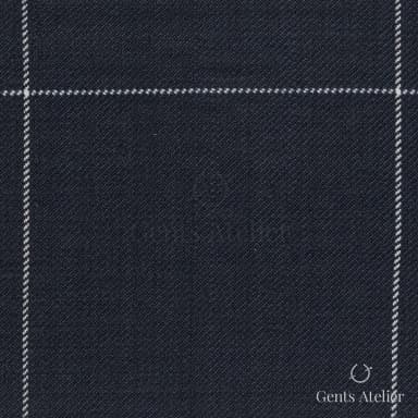 Костюмная ткань Marzoni 723 - 015 / 1200 — Тёмно-синий / Белый, оконная клетка, 100% шерсть