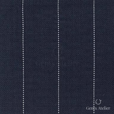 Костюмная ткань Marzoni 723 - 017 / 1200 — Тёмно-синий / Белый, полоса, 100% шерсть