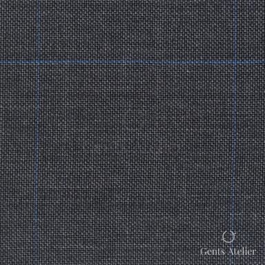 Костюмная ткань Marzoni 723 - 021 / 1200 — Серый / Синий, оконная клетка, 100% шерсть