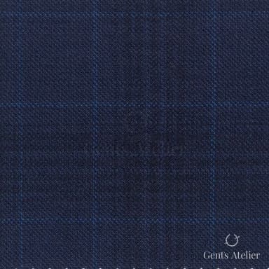 Костюмная ткань Marzoni 600 - 395 / 900 — Синий, оконная клетка, 100% шерсть
