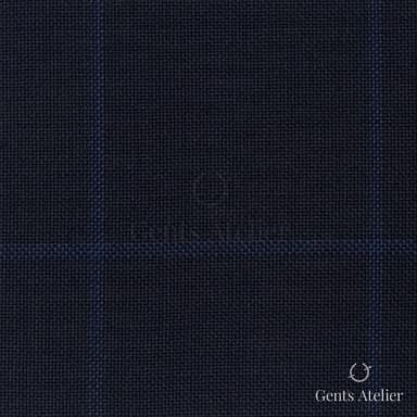 Костюмная ткань Marzoni 606 - 365 / 800 — Тёмно-синий, оконная клетка, 100% шерсть